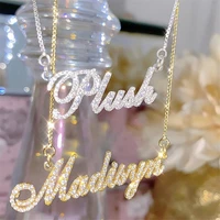 colorfast custom name necklace crystal name necklace stainless steel name women jewelry personalized women gift dropshipping
