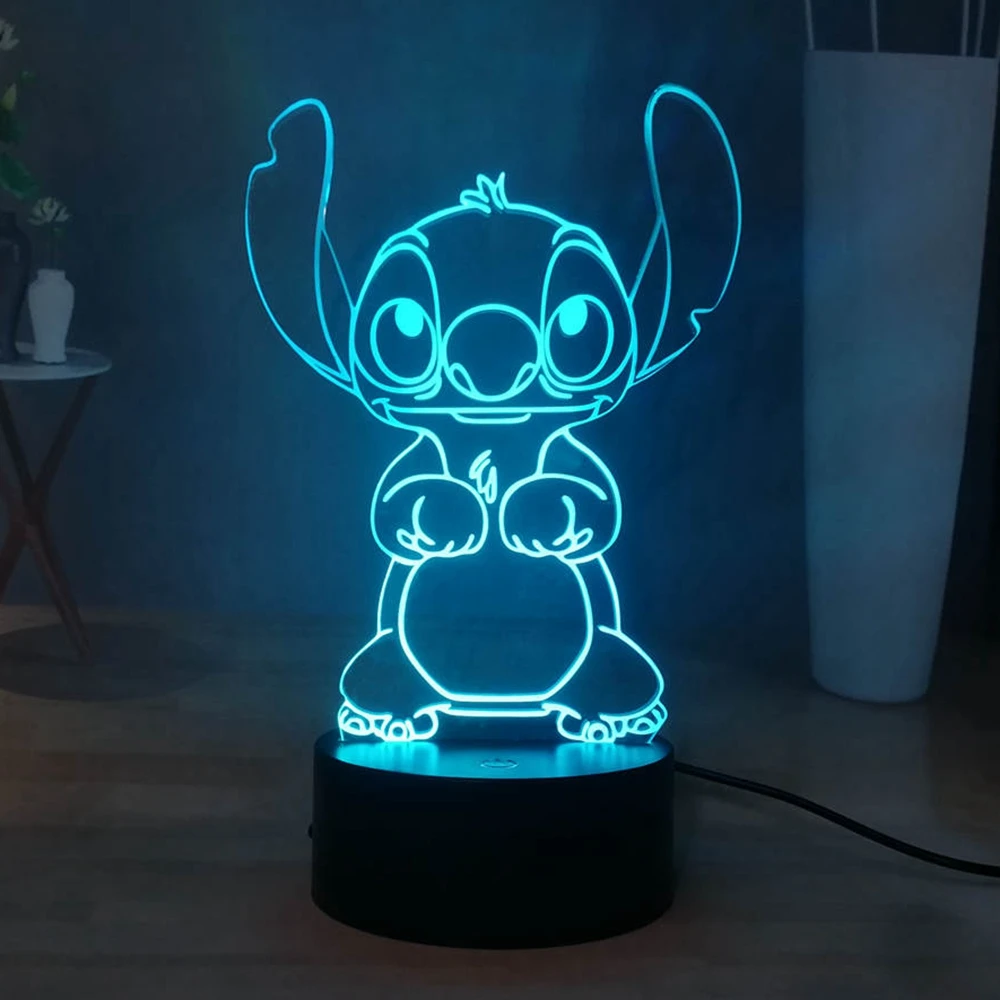 Светодиодный ночник с милым стежком акриловый RGB многоцветный USB 3D иллюзия ночной