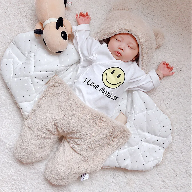 

Newborn Clothes Coated Baby Newborn Baby Quilt Shu Cotton Fleece Thickened Autumn and Winter Dual-use Quilt Baby Supplies Am*