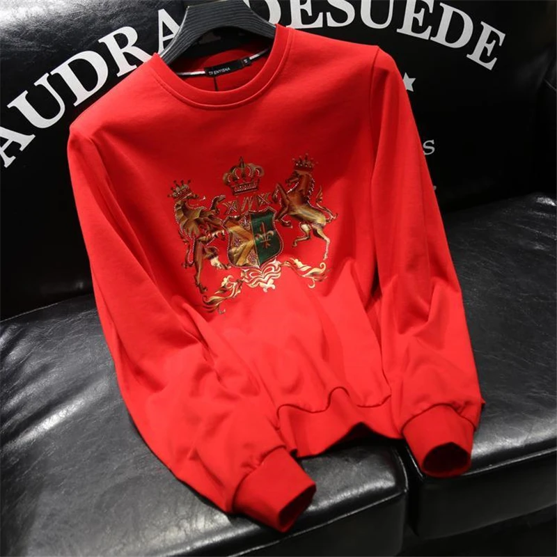 

Autumn and winter men's high quality new printed pullover casual O-neck pullover sweatshirt