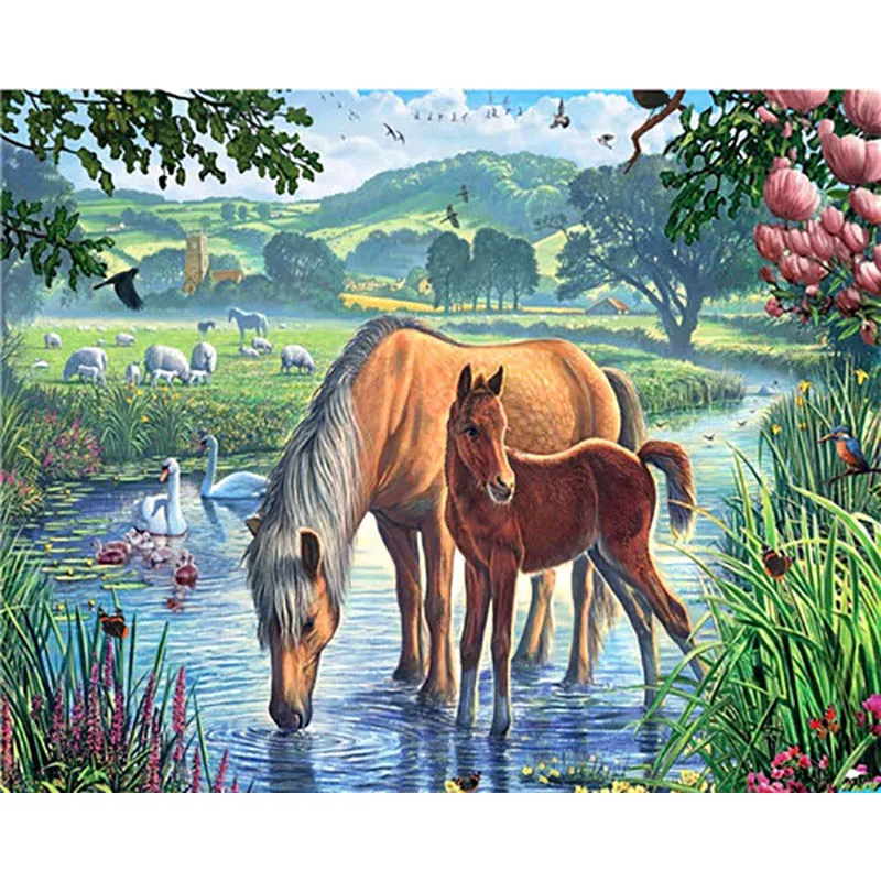 paint by numbers14 DIY краски по номерам Lienzo Pintura por Numero картины по номерам Pintar por Numeros лошадь пронумерованные картины - Цвет: paint by numbers14