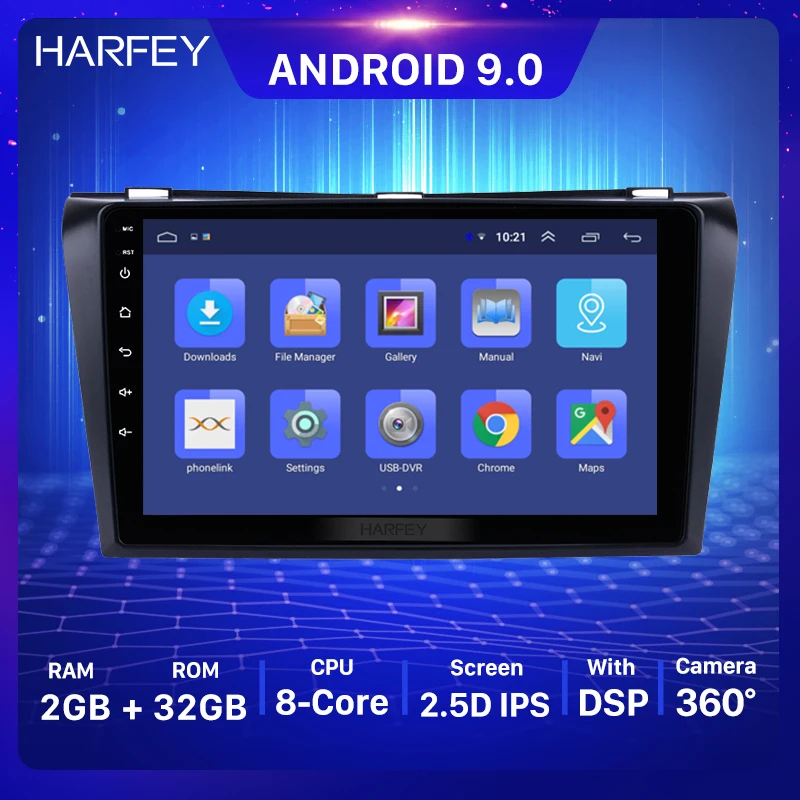 Harfey 2Din Android 9 0 &quotавтомобильное радио для 2004 2005 2006 2007 2008 2009 Mazda 3 стерео GPS