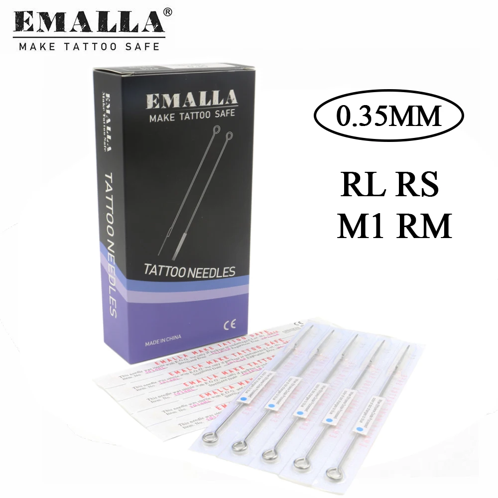 EMALLA 50 шт в наборе игла для тату машинок 0 35 мм RL RS M1 RM Одноразовые Иглы татуировки