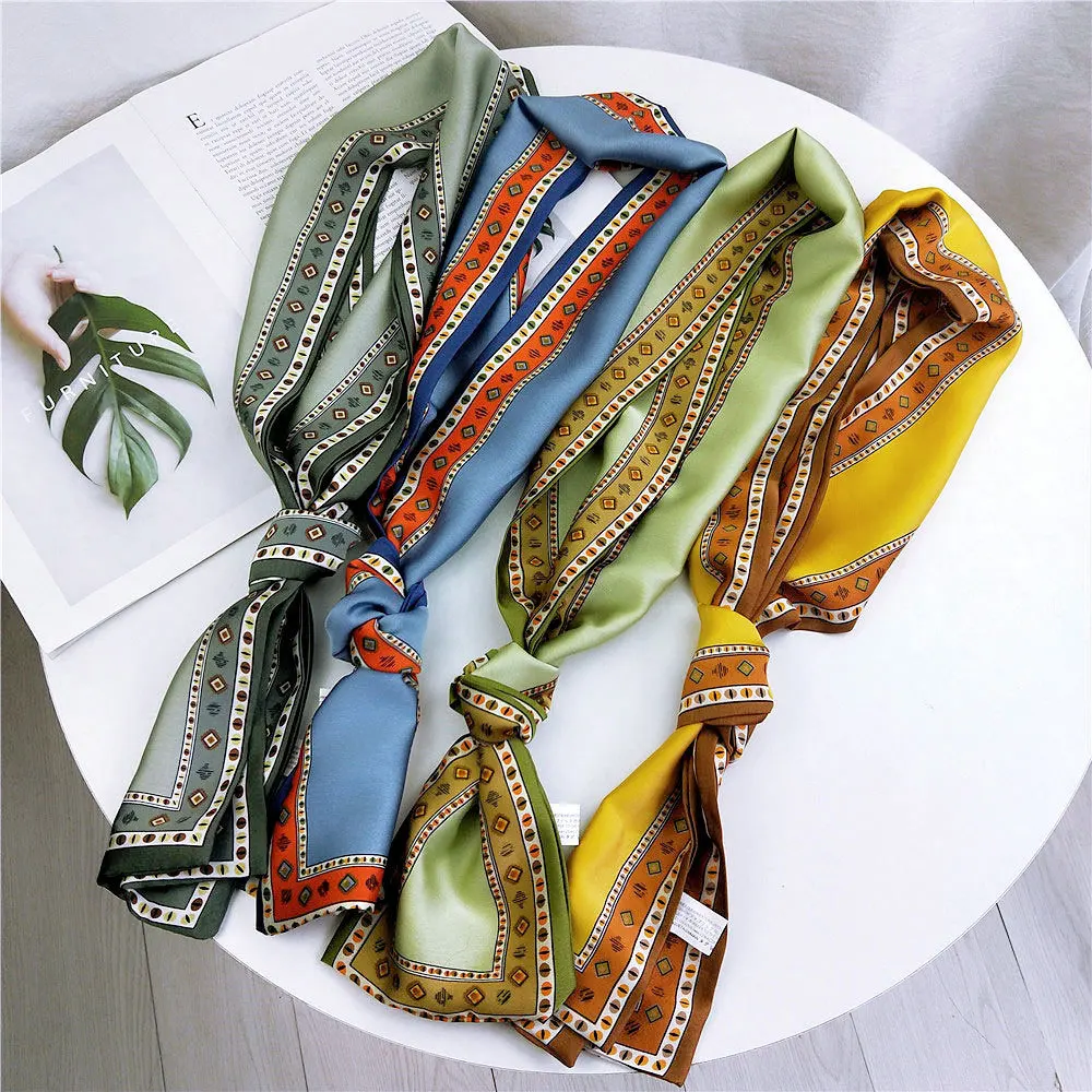 Женский Длинный шарф 145*05 см шифоновые шелковые шарфы в горошек с цветочным