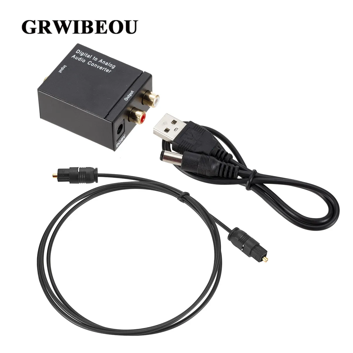 Grwibeou Digital to Analog Audio Converter Optical Fiber Toslink Coaxial Signal to RCA R/L Audio Decoder SPDIF ATV DAC Amplifier
