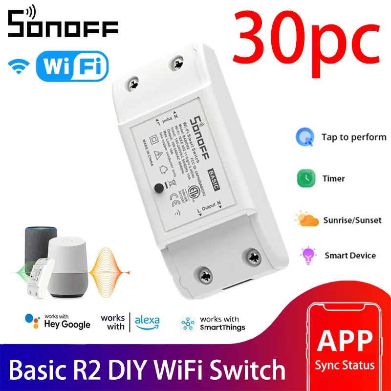 

Sonoff Basic R2 Smart Home Wifi Switch Wireless Remote Control Light Switch Timer Sonoff EWeLink Alexa Google Home Voice Control