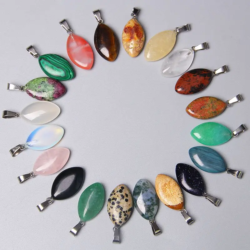 

5pcs Oval-shaped natural stone pendants horse eyes shape beautiful attractive agates Aventurine Malachite necklace pendant women