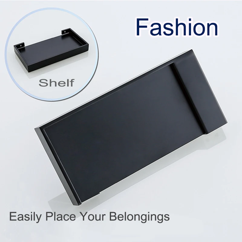 Черный держатель для туалетной бумаги с полкой в скандинавском стиле короткая