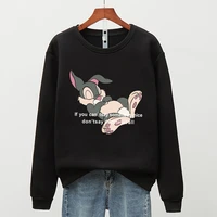 print wrong letter rabbit funny hoodies for women autumn winter pullover sweats hoodie long sleeve sweatshirts japan sweatshirt