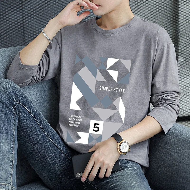 

summer 2021 cotton long sleeve T-shirt on male han edition men's fashion render unlined upper garment fleece clothing