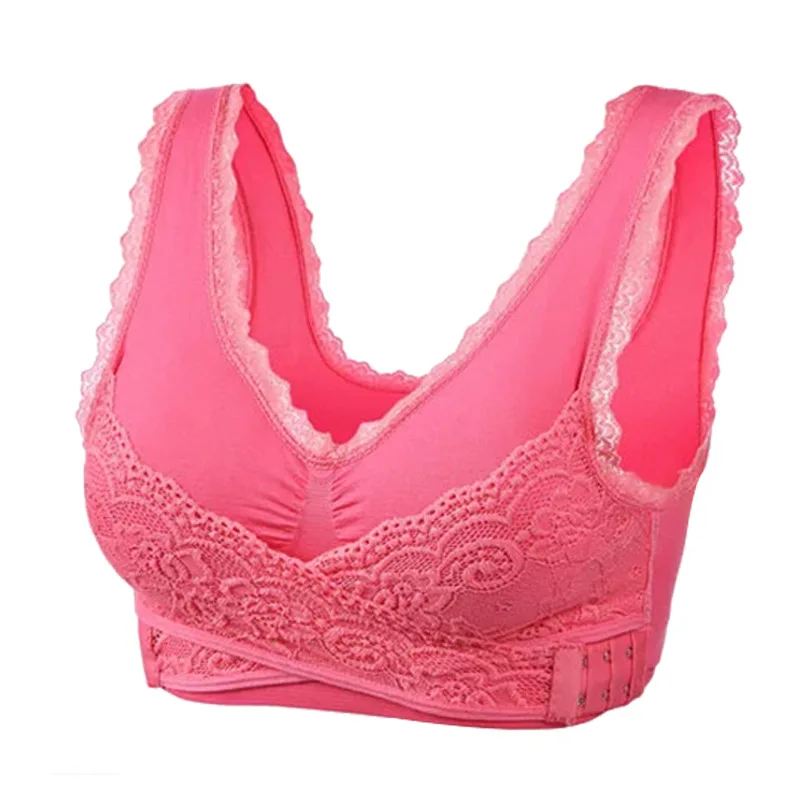 

Front cross side buckle beautiful back lace edge no steel ring bra running gathering shockproof yoga fitness underwear women