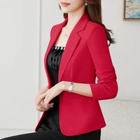 red suit jacket womens slim blazer spring autumn casual coat office work wear lady suit single button solid black white blazers