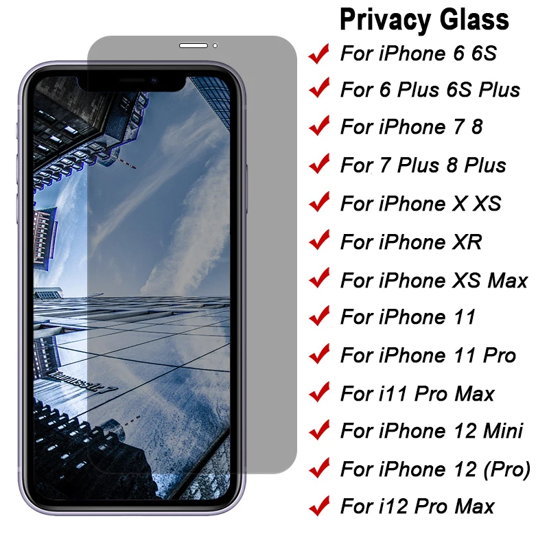 С уровнем твердости 9H Анти шпион закаленное стекло для iPhone 11 7 8 Plus 6 6S SE 2020 5