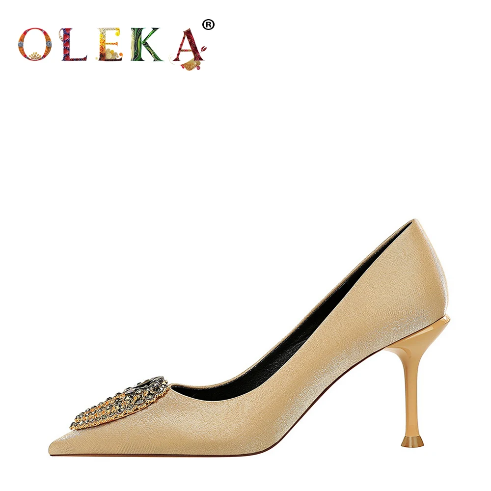 OLEKA/очень высокая обувь Женские туфли лодочки с закрытым носком в зрелом стиле