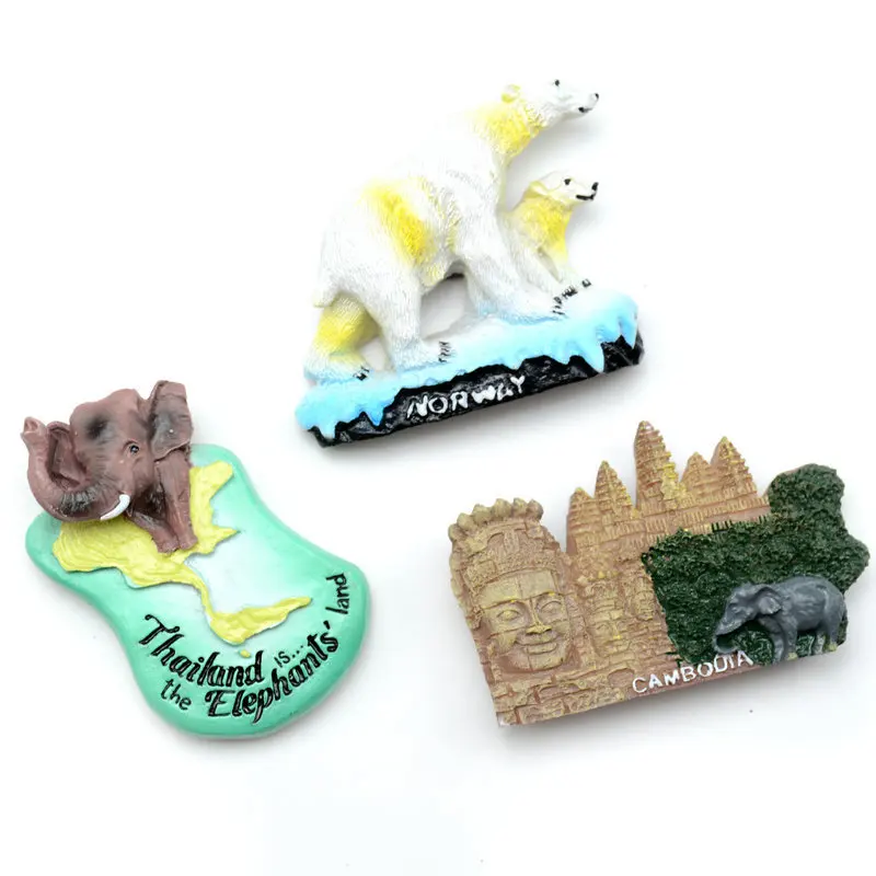 

Denmark Thailand Norway Vienna Prague Czech Austria resin refrigerator with magnetic souvenirs Home Deco Fridge Magnets