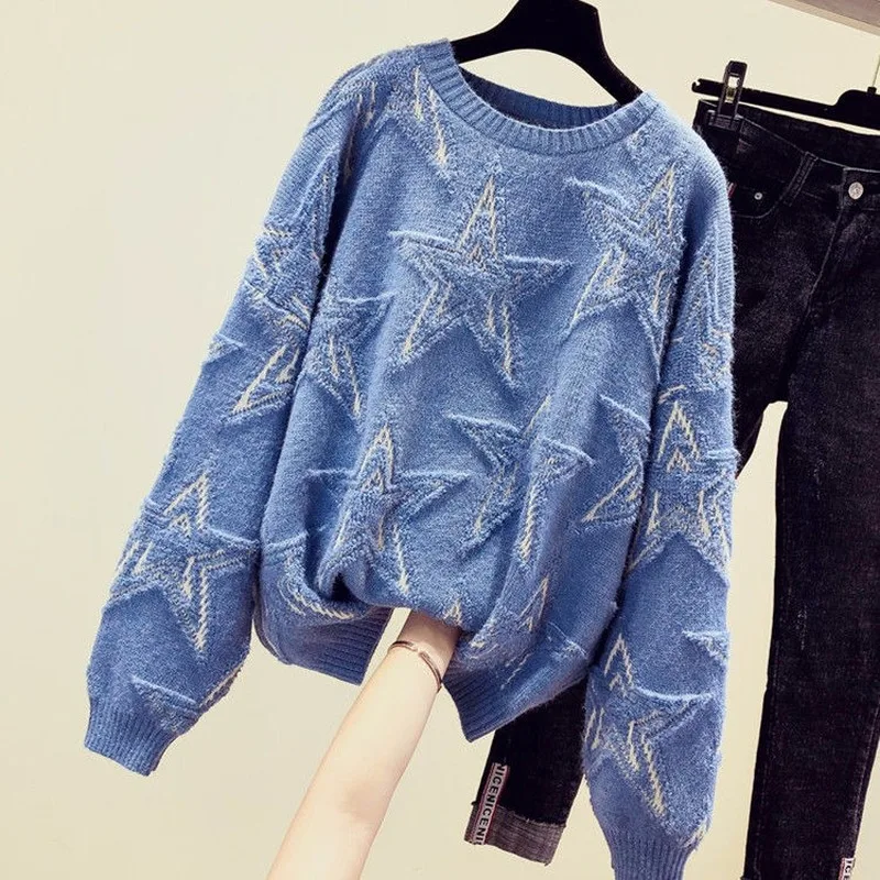 2021 Spring And Autumn New Net Red Lazy Sweater Women Loose Pullover Knitting Bottoming Shirt Long Sleeve Tide | Женская одежда