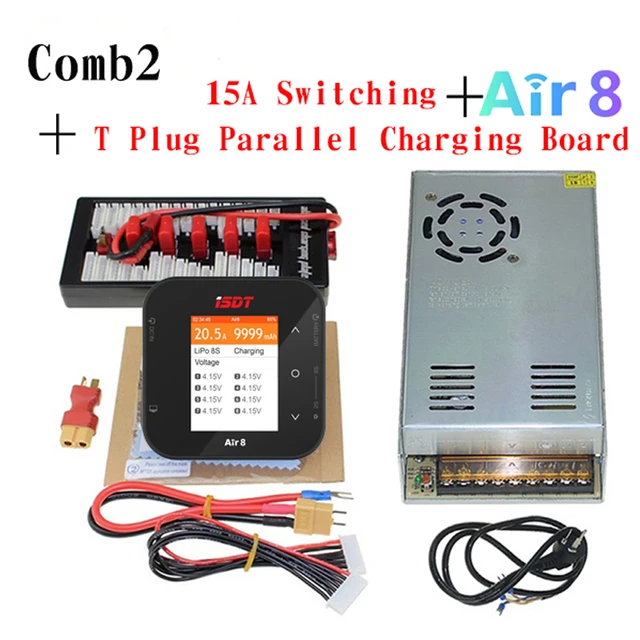 iSDT Air8 + 15A power supply + T-plug parallel charging board
