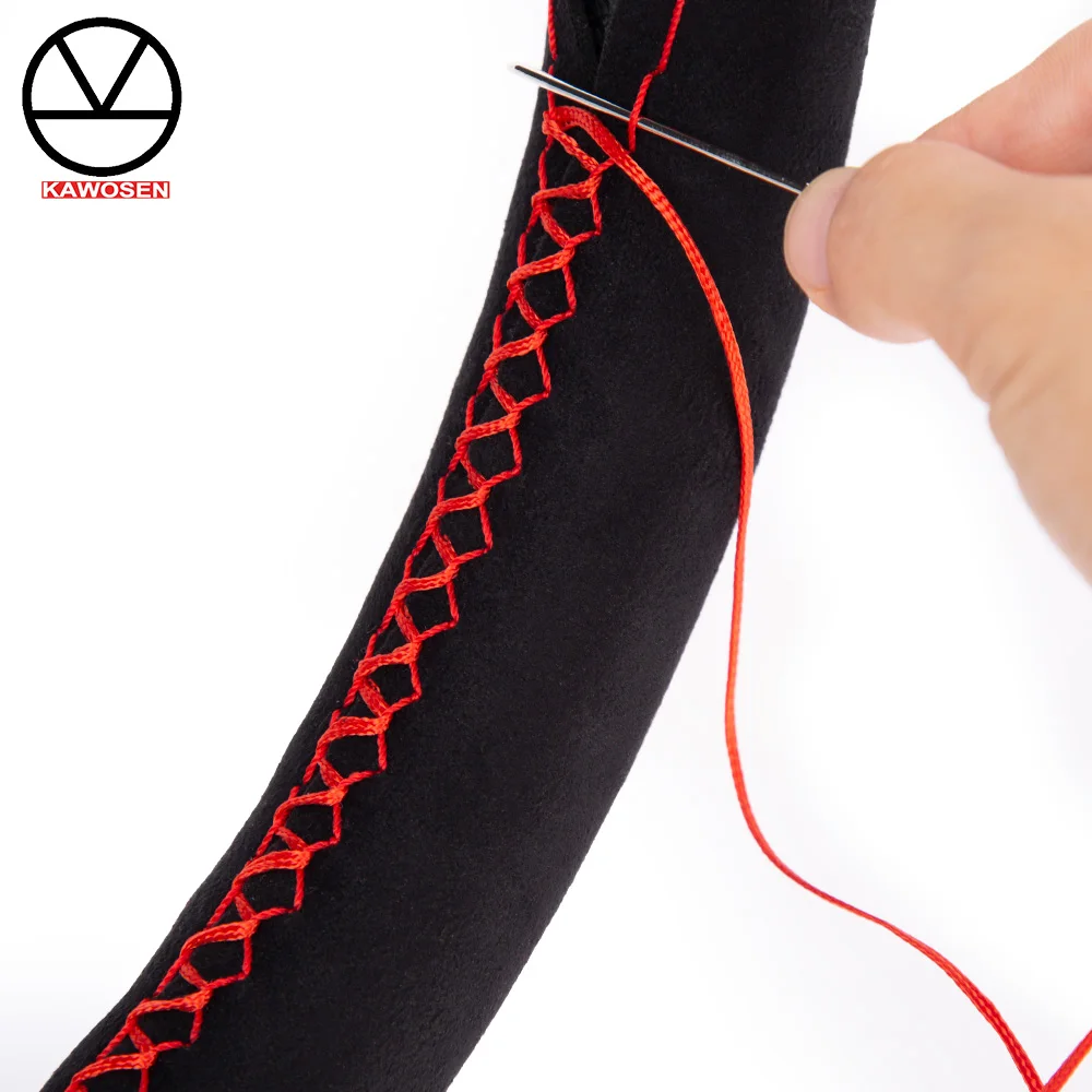 

KAWOSEN 37cm 38cm Micro Fiber Leather Steering Wheel Cover Car Styling Accessories DIY Handmade with Needles Thread SWCH19
