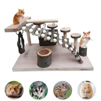 small pet hamster toys ladder apple wood hamster stairs step fitness exercise toy hammock playground small pet house feeder