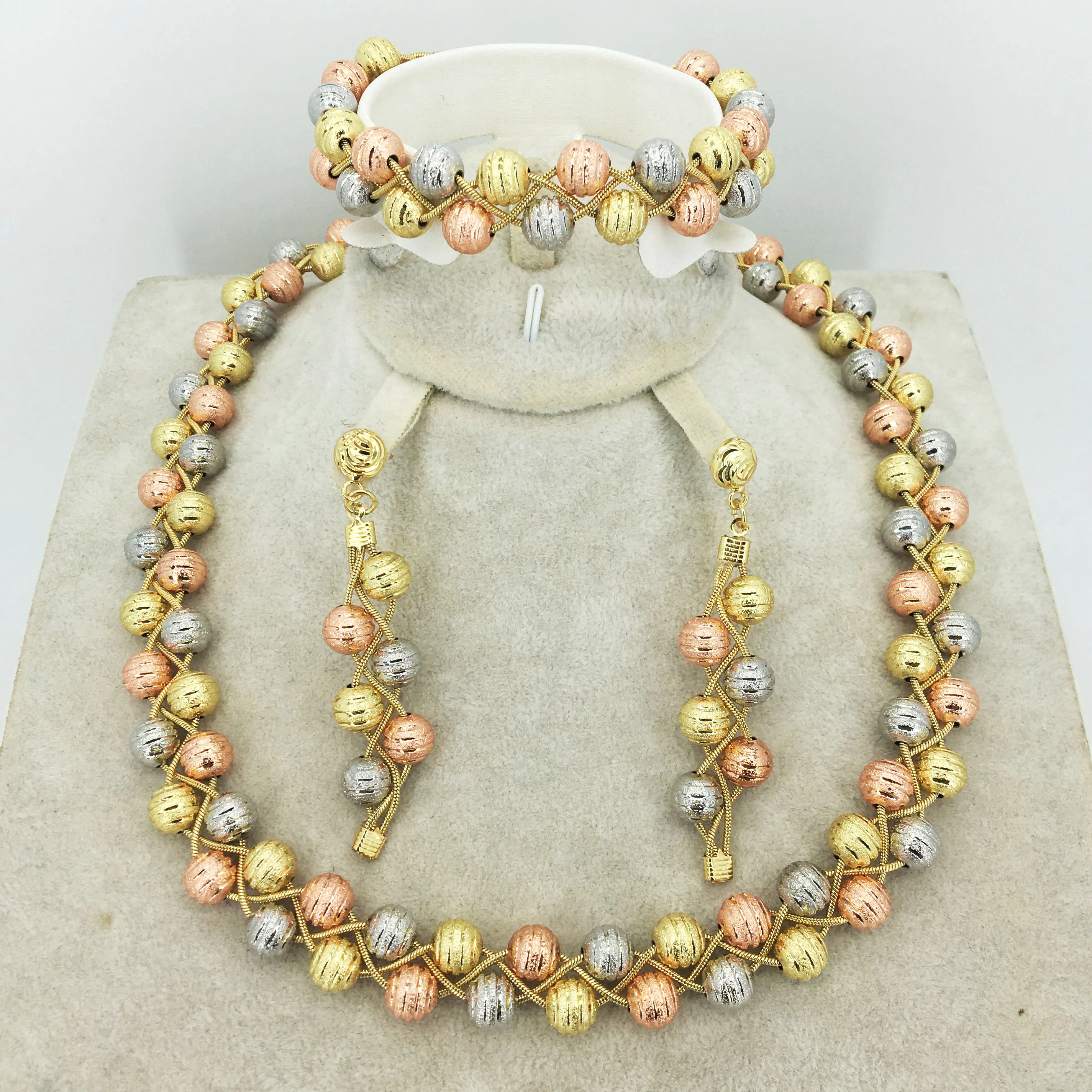 Модное золотое ожерелье и серьги из Дубая Нигерия Свадебная коллекция ювелирных