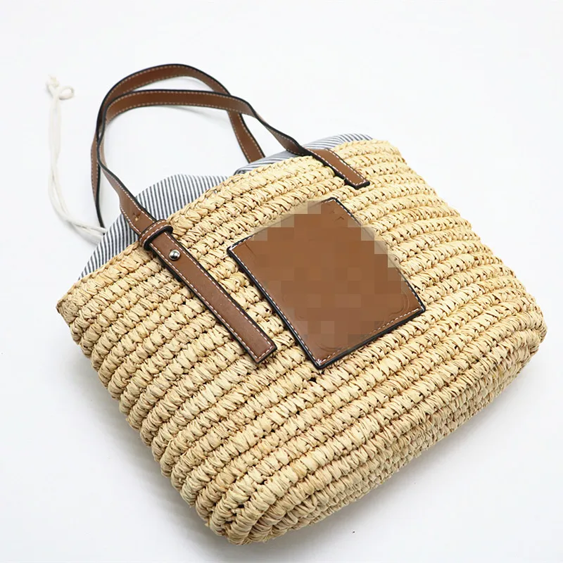 

Raffia Woven Bag 2021 Casual Female Straw Bucket Bags Women Summer Beach Shoulder Bags Large Paper Rope Woven Ladies Hand Bag