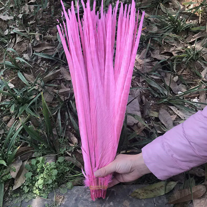 Pink 100 шт натуральные перья из хвоста фазана 16-18 дюймов 40-45 см Высокое качество DIY Ювелирные изделия Свадебные украшения перо фазана - Цвет: Pink