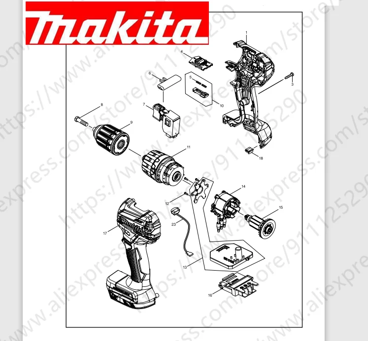 

Maktia for DHP483 Rotor switch stator handle housing bearing Spindle gear (Consult customer service)