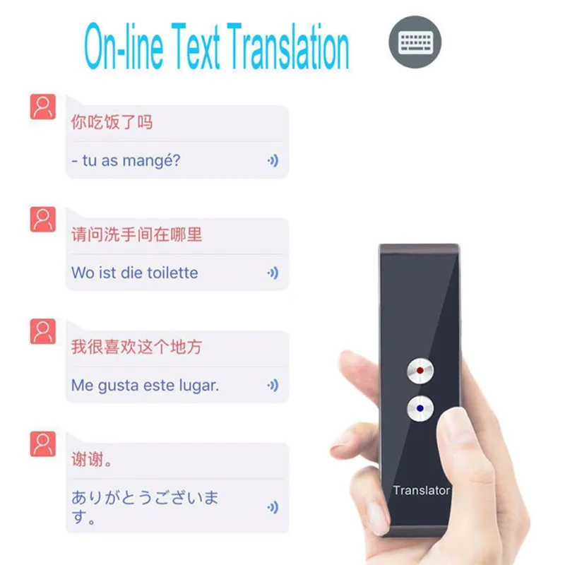 Многоязычный портативный Smart Voice T8 переводчик двусторонний в режиме реального времени перевод 40+ для людей