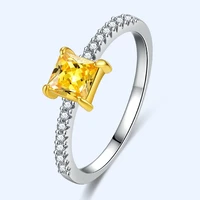 luxury women rings for wedding party 925 silver jewelry with citrine zircon gemstone finger ring promise gift ornament wholesale