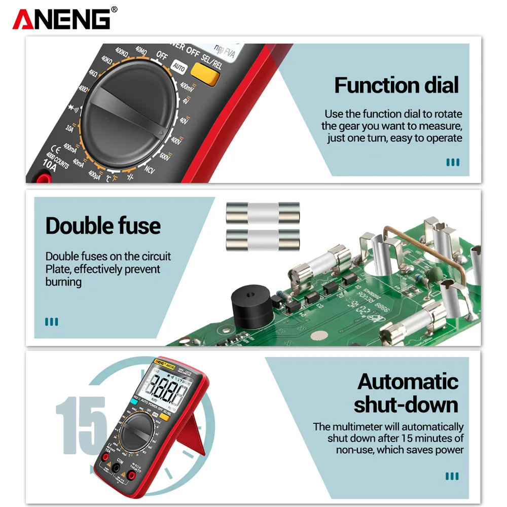 

ANENG AN113C/E Digital Professional Multimeter 4000 Counts Eletric Auto AC/DC Voltage tester Current Ohm Ammeter Detector Tool