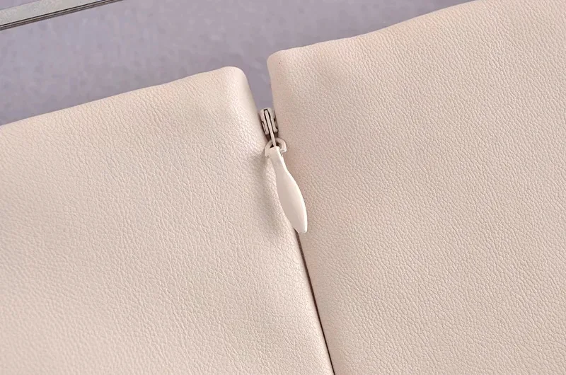 

Women Chic Fashion Faux Leather Front Slit Mini Skirt Vintage High Waist Back Zipper Female Skirts Mujer 2021 New