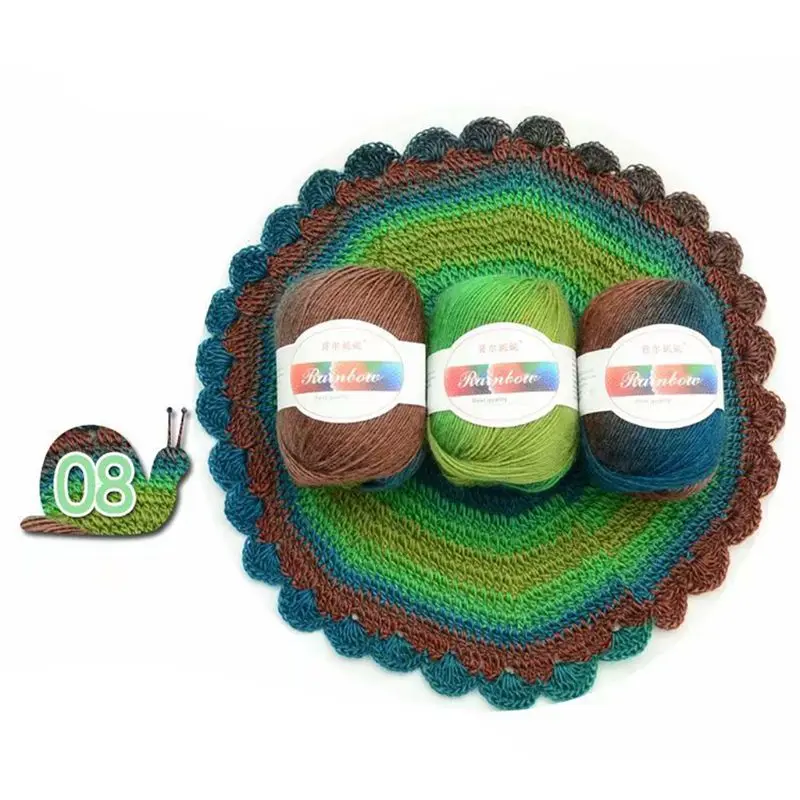 Мягкая камвольная пряжа радужные градиентные цвета для рукоделия шаль шарф