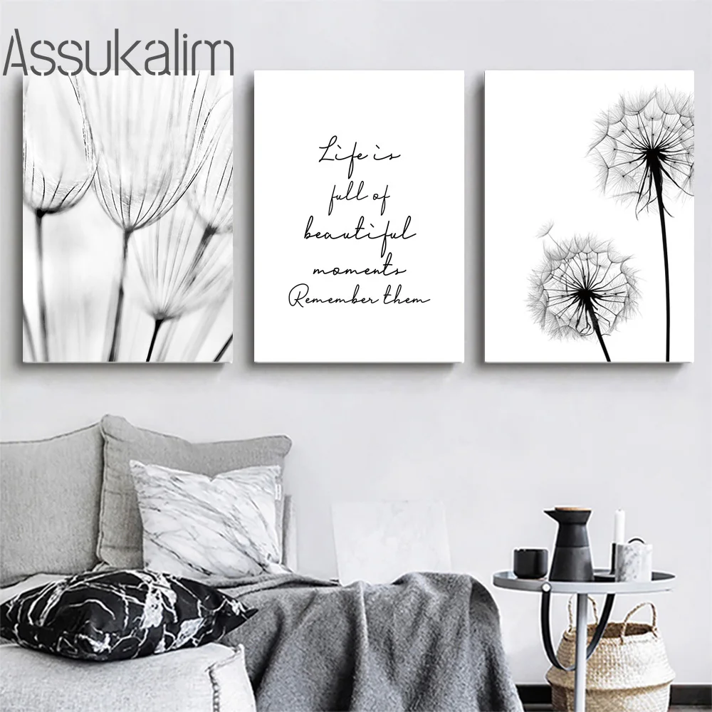 Черно-белый холст художественная живопись цитата из жизни скандинавские постеры