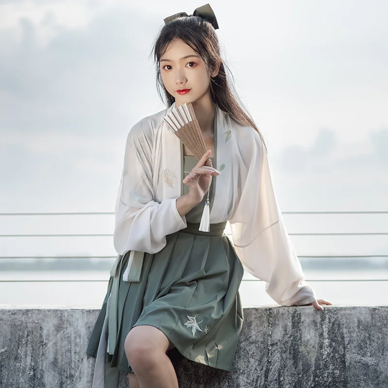 

2020 New Summer Clothing Original Women 's Hanfu Dress Daily Short Dress Hanfu Embroidered Female Chinese Element Skirt Women