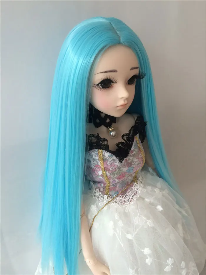 3 only wig 1/3 1/4 1/6 1/8 bjd sd кукла длинные прямые волосы высокотемпературные волосы синие куклы парик мульти-цветная кукла аксессуары - Цвет: 3 only wig
