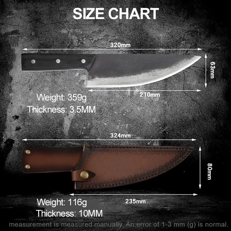 

Butcher Chef Knives Handmade Forged Boning Knife High Carbon Clad Steel Meat Cleaver Household Kitchen Knife with Knife Sheath