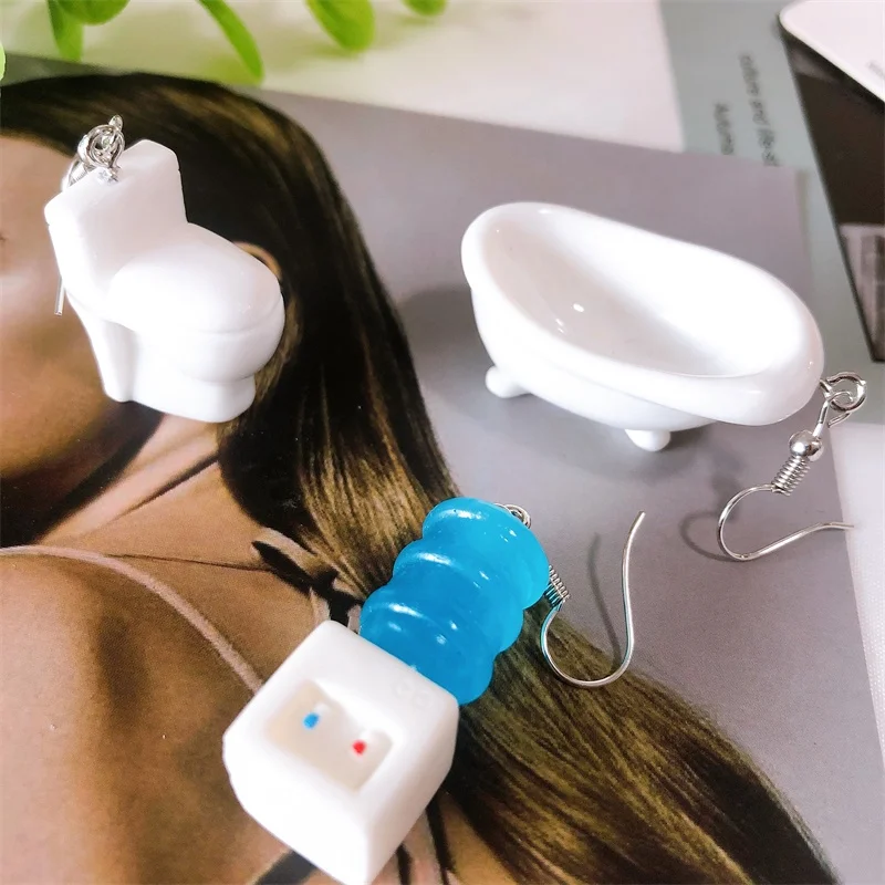 2020 огромные Висячие серьги из смолы в ванную комнату для женщин Забавный