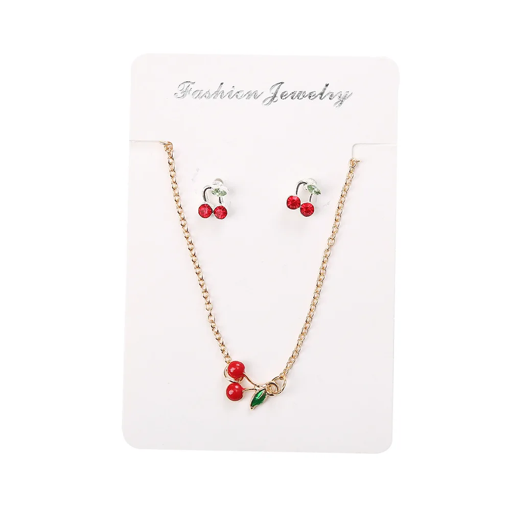 

New Cherry Bracelet Ear Studs Student Female Fashion All-Match Cute Ornament Set
