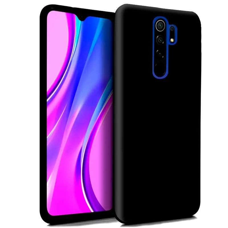Силиконовый чехол совместимый с Xiaomi Redmi 9 черный мягкий гель ТПУ легкая Резина |