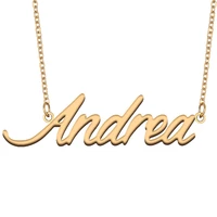 andrea name necklace for women stainless steel jewelry 18k gold plated alphabet nameplate pendant femme mother girlfriend gift