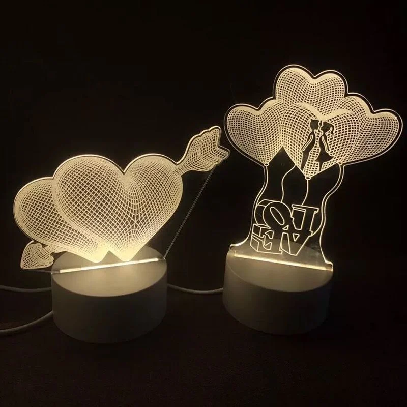 Акриловая светодиодная ночсветильник Love 3D подарок на день Святого Валентина