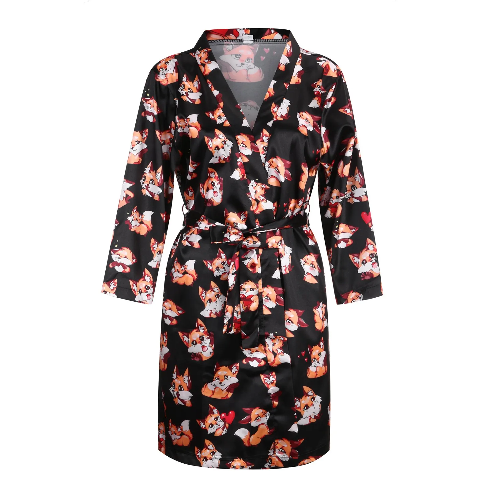 

Satin Silk Pajamas Women Sexy Lace Nightdress Leopard Lingerie Robes Underwear Mid-Rise Sleepwear Pyama Woman Set Home Clothes