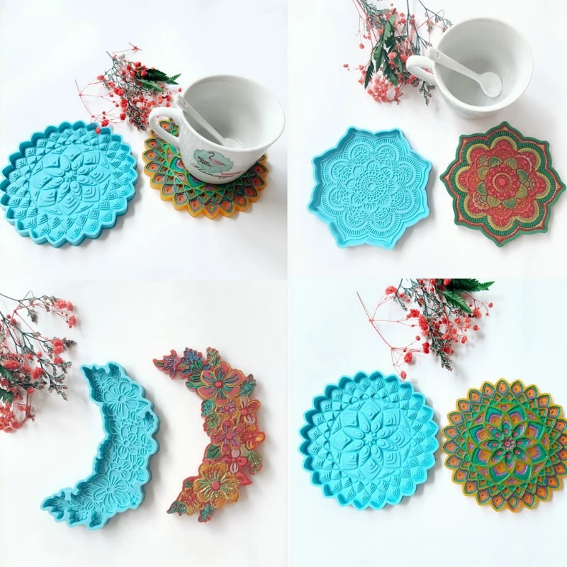 

3 Pcs Flower Shaped Coaster Epoxy Resin Mold Cup Mat Casting Silicone Mould DIY Crafts Home Decoration Ornaments Making