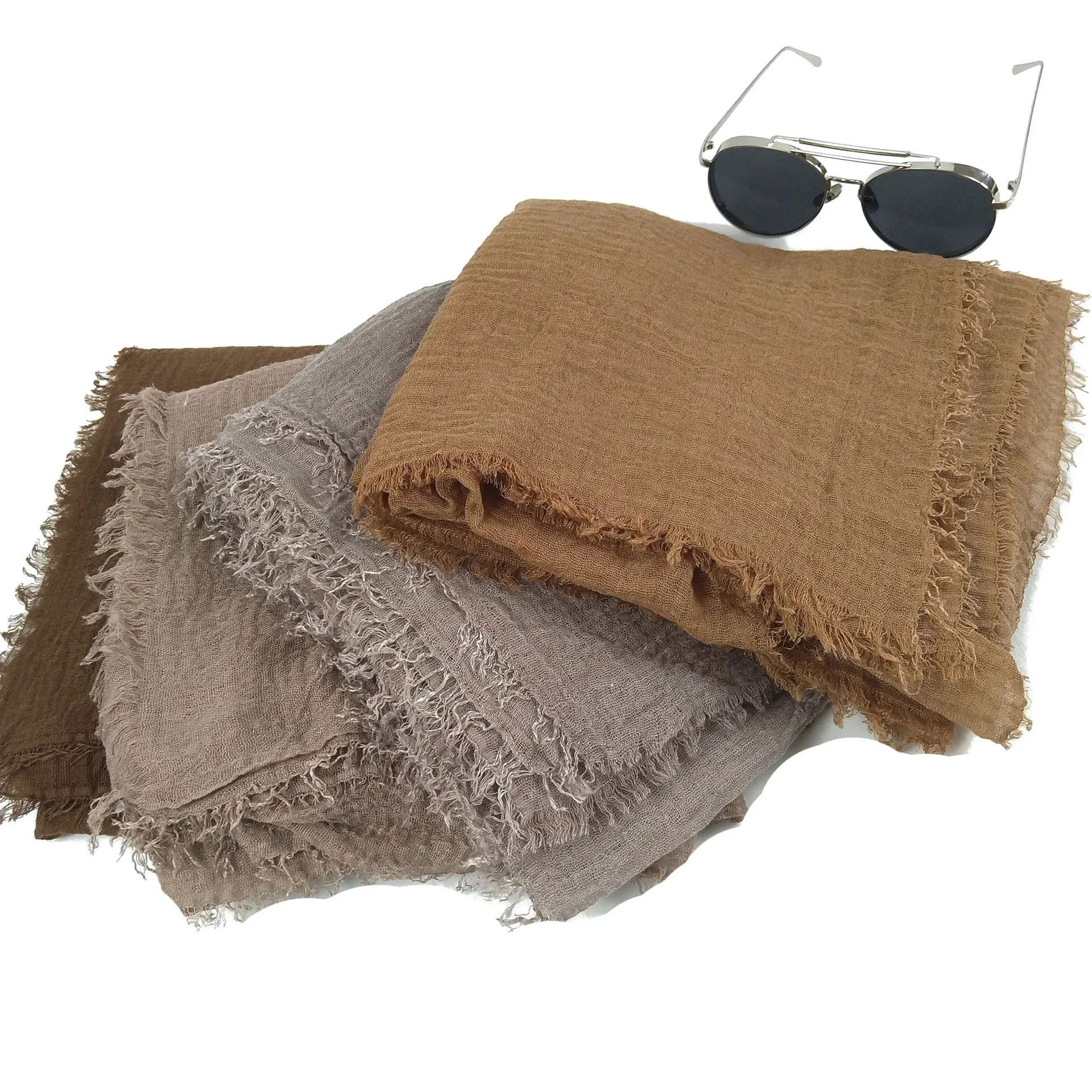 

2020 Muslim Women Crinkle Hijab Scarf Soft Solid Cotton Head ScarvesTurban Shawls and Wraps hijab femme musulman kopftuch