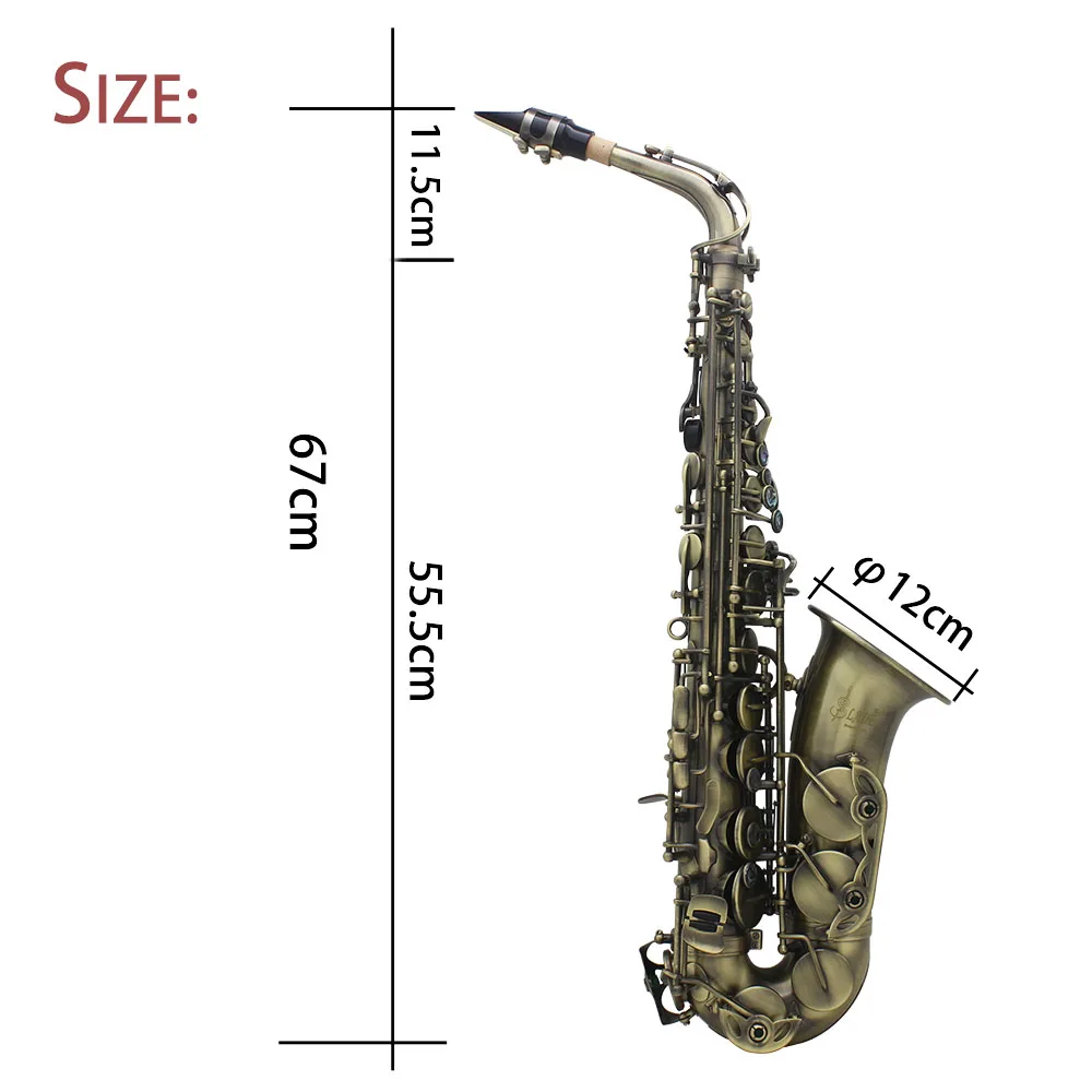 Brass Engraved Eb E-Flat Alto Saxophone Sax Abalone Shell Buttons with Case Gloves Cleaning Cloth Grease Belt Brush | Спорт и