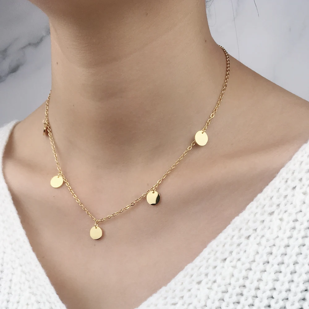 FINE4U N114, женское колье, ожерелье из нержавеющей стали, монета, колье, ожерелье, s, подарок на день матери, новинка, женское ювелирное изделие с монетами