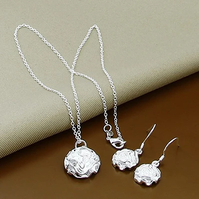 Flower Новинка, модный 925 пробы, серебряные ювелирные наборы, простые, модные, насекомое, луна, круглый шар, ожерелье, серьги, наборы для женщин, подарок - Окраска металла: Flower