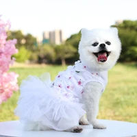 pet princess style skirt pretty dog skirt clothes spring and summer breathable sweet peach blossom dress for small dog universal