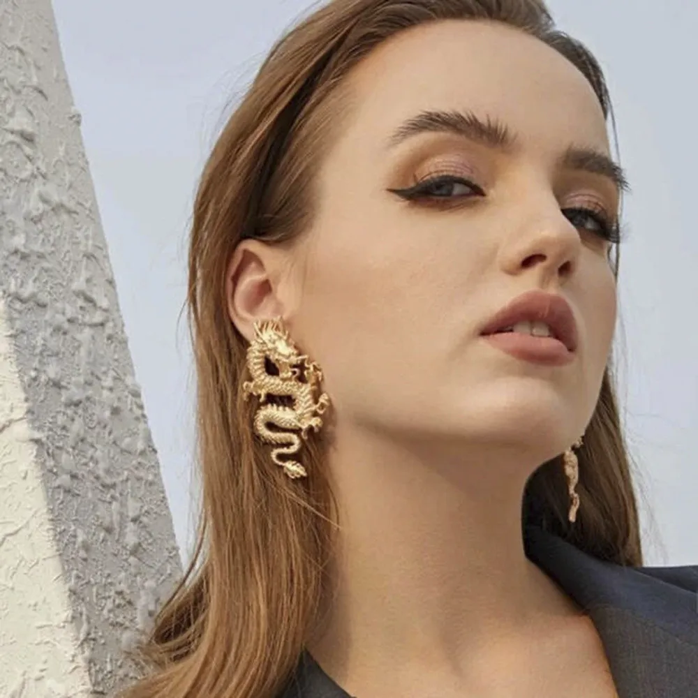 

Female Unusual Earring Dragon Long Earrings For Women High-grade Metal Personality Pendant Unique Temperament Jewelry Party Gift