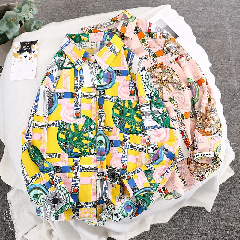 Французская винтажная блузка 2020 женская свободная с длинным рукавом и отложным